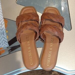 Chelsea & Violet Tan Braided Women's Sandals - Brand New